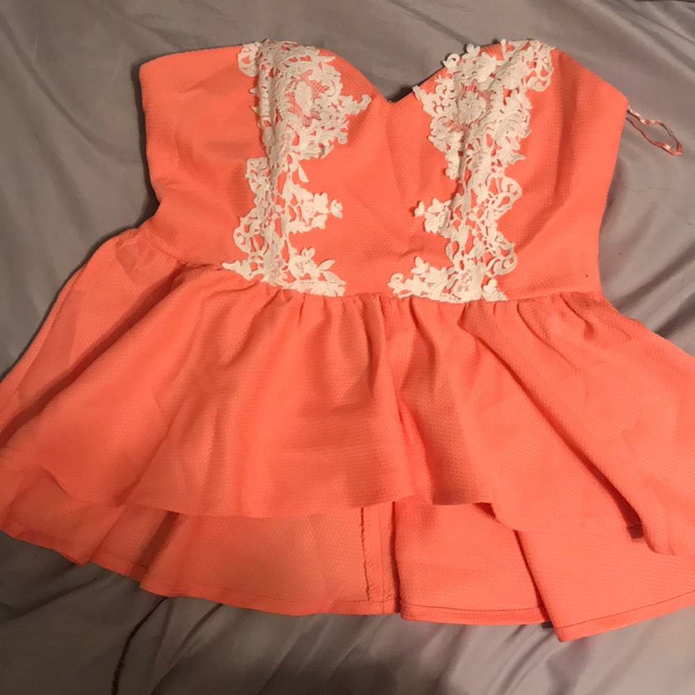 Peach strapless top